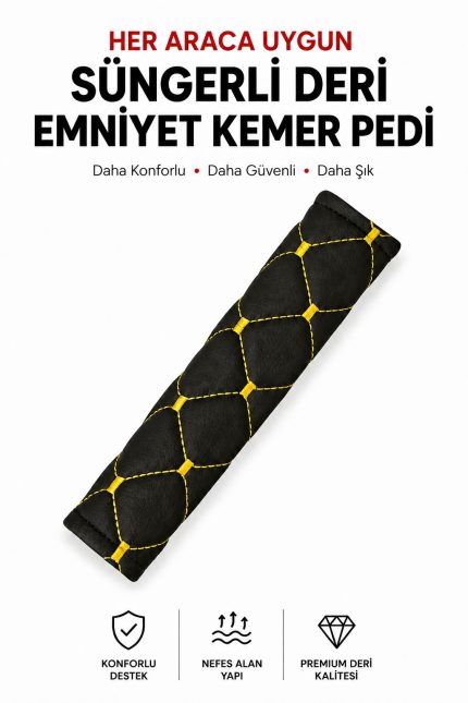 Suni Deri Emniyet Kemeri Pedi – Süngerli Oto Kemer Kılıfı